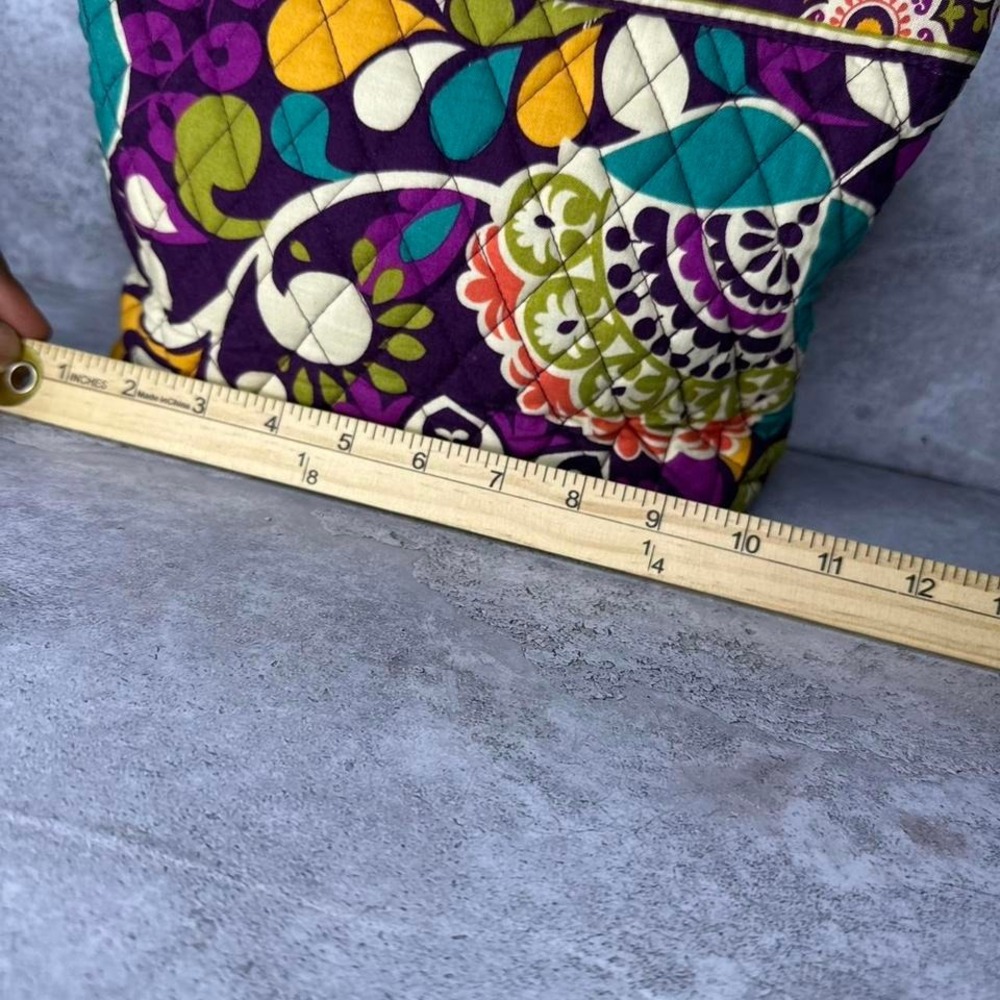 Vera Bradley Purple Floral Quilted Tote with Teal and Yellow Accents - Picture 3 of 8